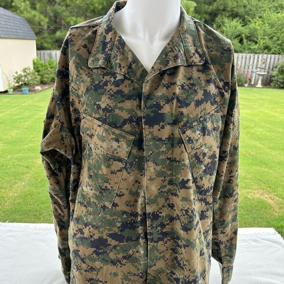 USMC Woodland MARPAT MCCUU Uniform Blouse Shirt Size Large - Picture 1 of 6